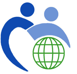 MaxAbility International Day of Persons With Disability Logo – two blue clipart figures in the shape of a heart around a green outline of a globe. The left figure represents allies while the right figure represents a disabled person using a wheelchair.