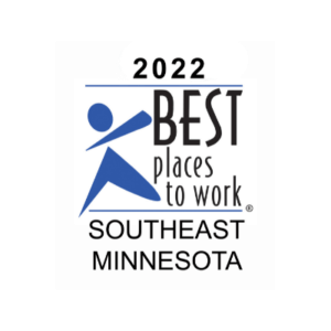 2022 Best Places to Work Southeast Minnesota award logo featuring an abstract blue figure, highlighting recognition among the region's best places to work.
