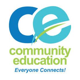 Logo with ce above the words community education and the tagline Everyone Connects!.